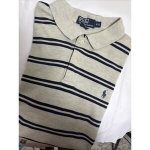 Polo Ralph Lauren 2XL Men's Gray & Blue Stripe Short Sleeve Cotton Shirt Golf